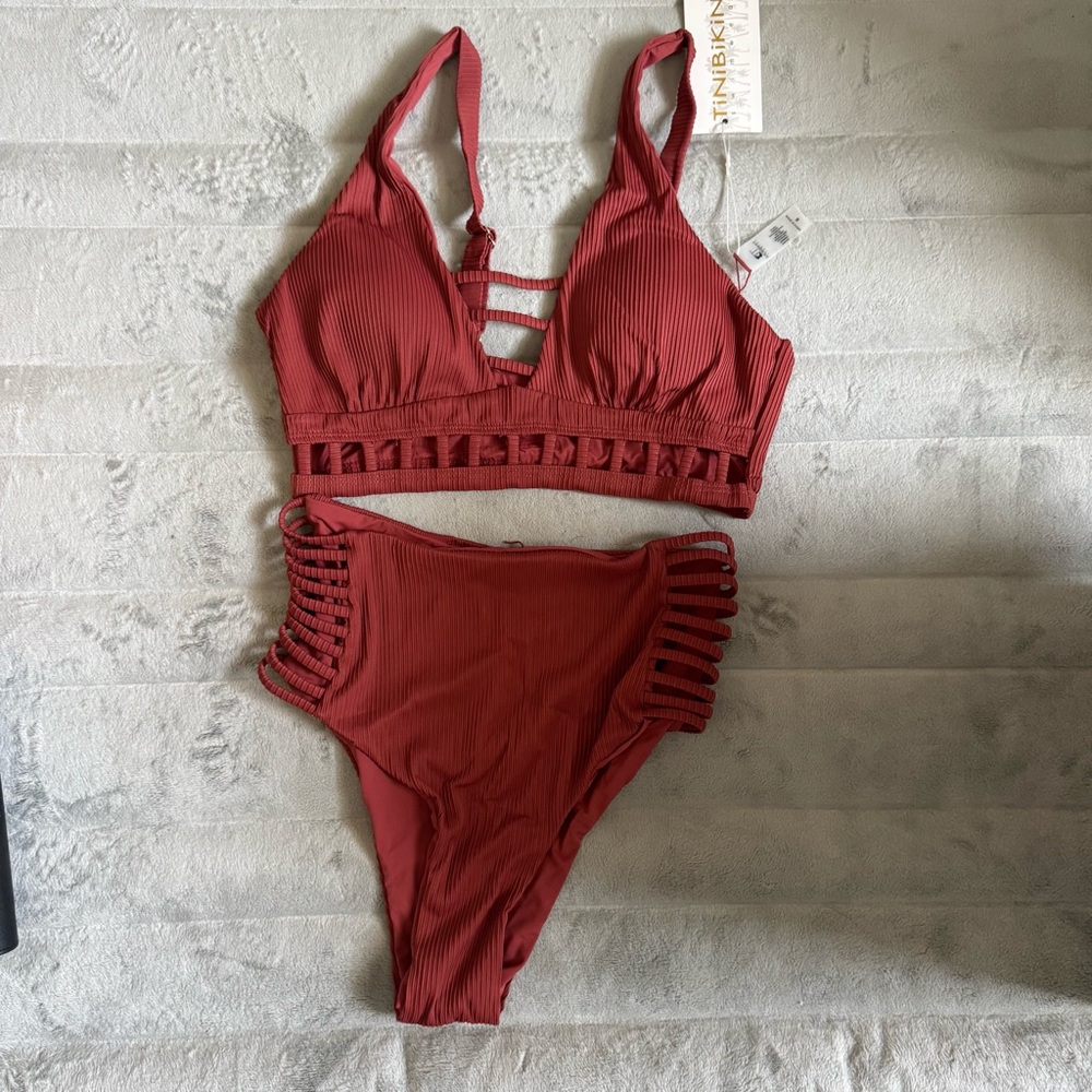 Rust Bikini Set with Strappy Details